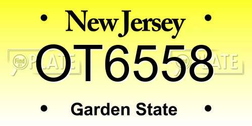 OT6558 New Jersey License Plate