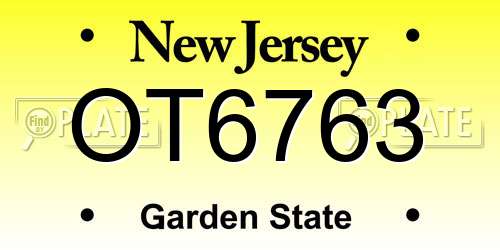 OT6763 New Jersey License Plate