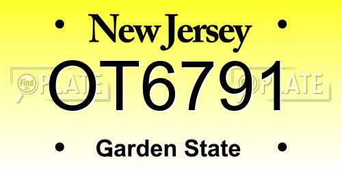 OT6791 New Jersey License Plate
