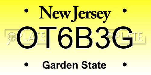 OT6B3G New Jersey License Plate