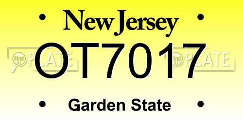 OT7017 New Jersey License Plate