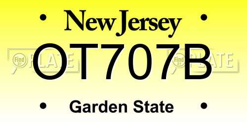 OT707B New Jersey License Plate