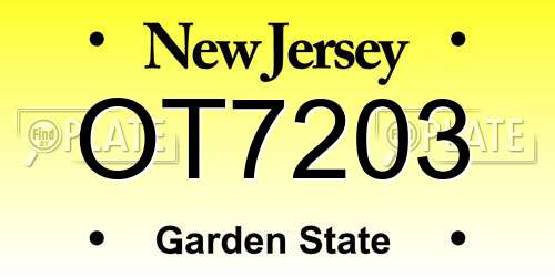 OT7203 New Jersey License Plate