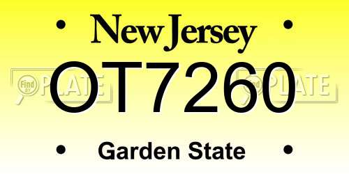 OT7260 New Jersey License Plate