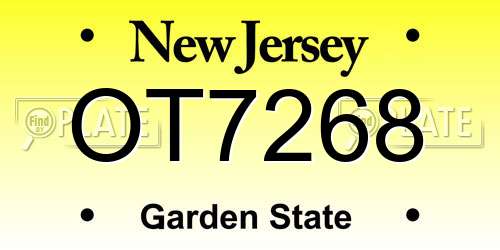 OT7268 New Jersey License Plate