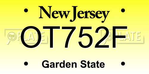 OT752F New Jersey License Plate