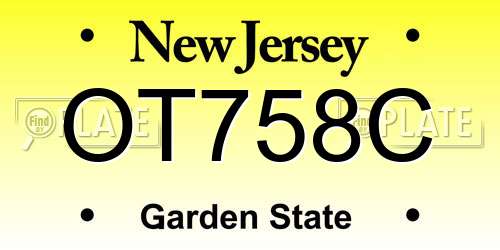 OT758C New Jersey License Plate
