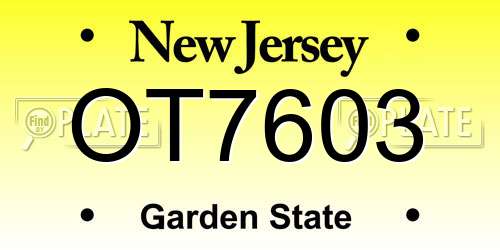 OT7603 New Jersey License Plate