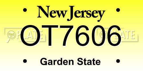 OT7606 New Jersey License Plate