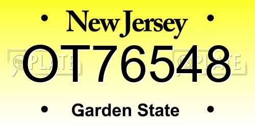 OT76548 New Jersey License Plate