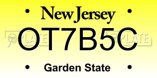 OT7B5C New Jersey License Plate