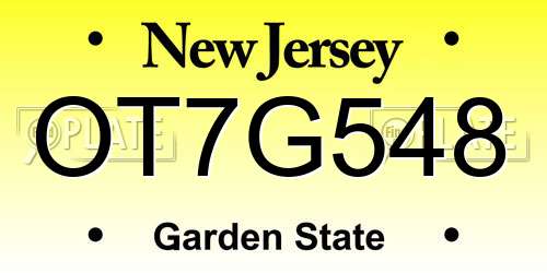 OT7G548 New Jersey License Plate