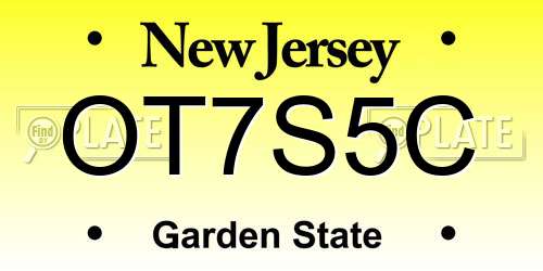 OT7S5C New Jersey License Plate