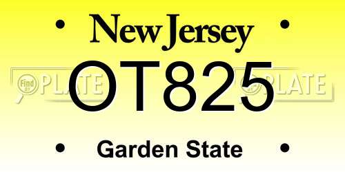 OT825 New Jersey License Plate