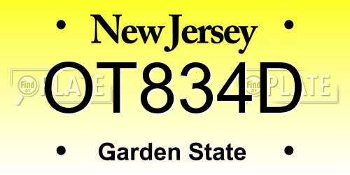 OT834D New Jersey License Plate