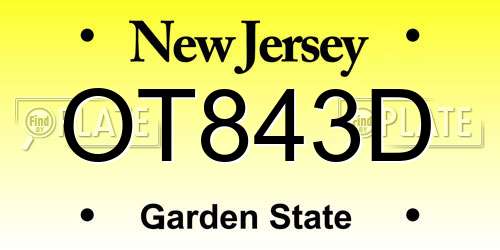OT843D New Jersey License Plate