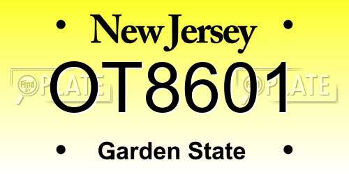 OT8601 New Jersey License Plate