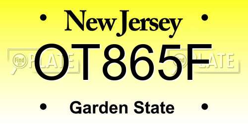 OT865F New Jersey License Plate