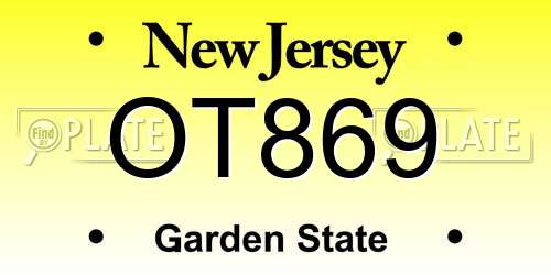 OT869 New Jersey License Plate