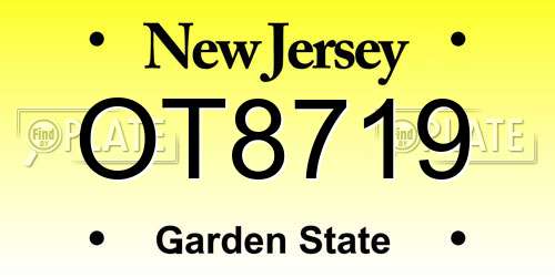 OT8719 New Jersey License Plate