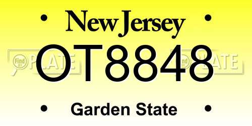 OT8848 New Jersey License Plate