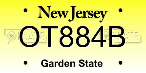 OT884B New Jersey License Plate