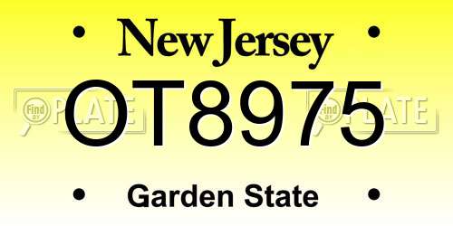 OT8975 New Jersey License Plate