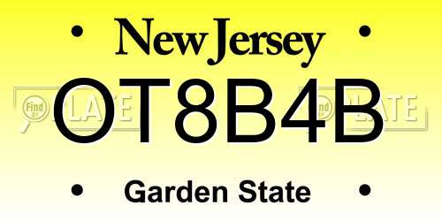 OT8B4B New Jersey License Plate