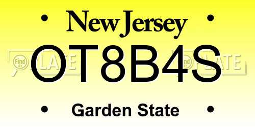OT8B4S New Jersey License Plate