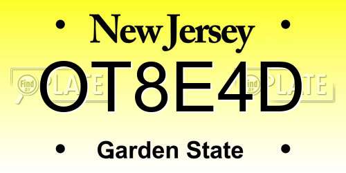 OT8E4D New Jersey License Plate