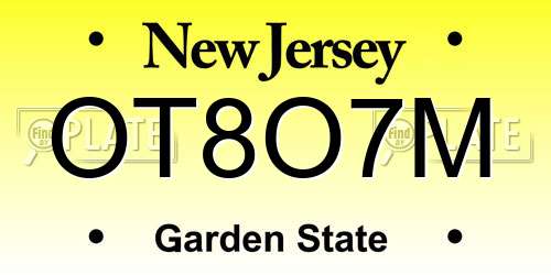 OT8O7M New Jersey License Plate