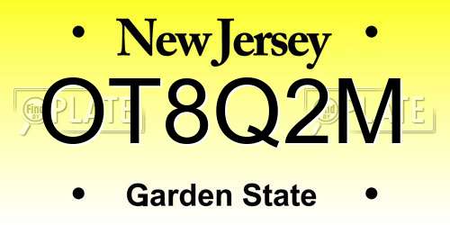 OT8Q2M New Jersey License Plate