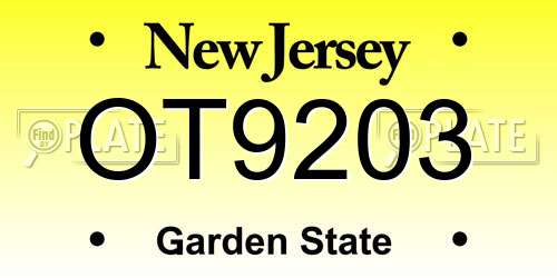 OT9203 New Jersey License Plate
