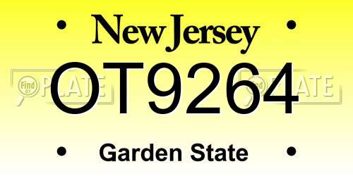 OT9264 New Jersey License Plate