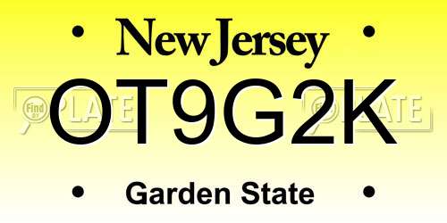 OT9G2K New Jersey License Plate
