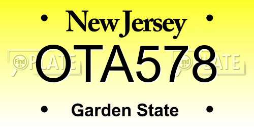 OTA578 New Jersey License Plate