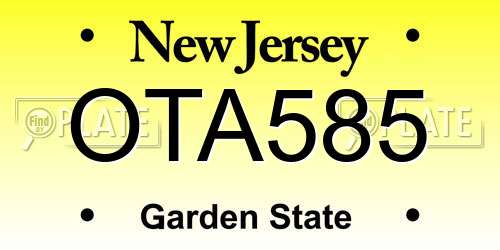 OTA585 New Jersey License Plate