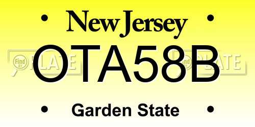 OTA58B New Jersey License Plate