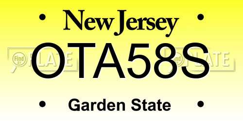 OTA58S New Jersey License Plate