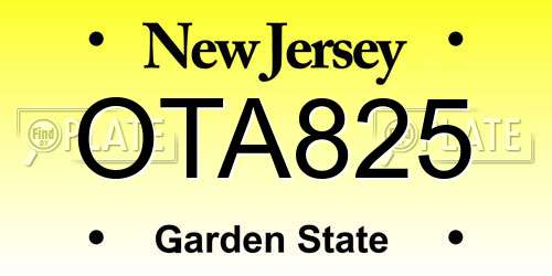 OTA825 New Jersey License Plate