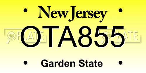 OTA855 New Jersey License Plate