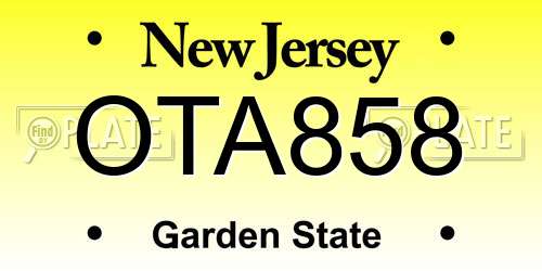OTA858 New Jersey License Plate