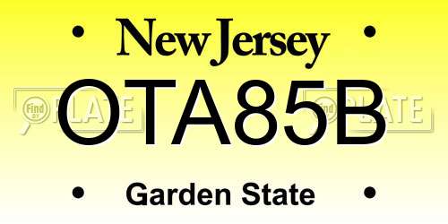 OTA85B New Jersey License Plate