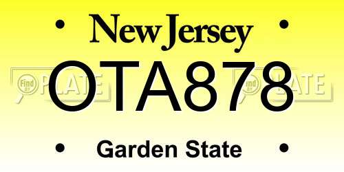 OTA878 New Jersey License Plate