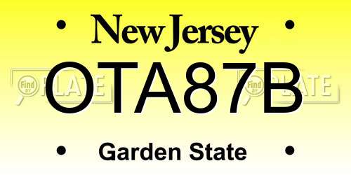 OTA87B New Jersey License Plate