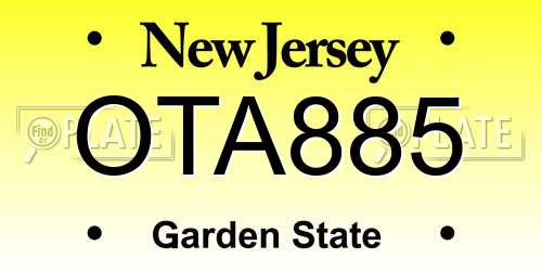 OTA885 New Jersey License Plate