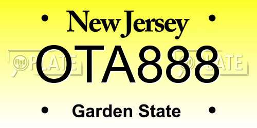 OTA888 New Jersey License Plate