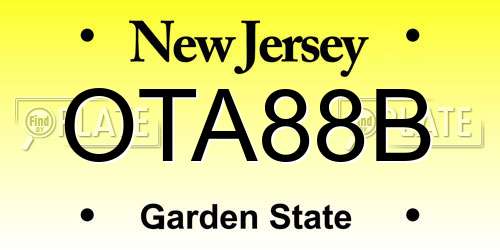 OTA88B New Jersey License Plate