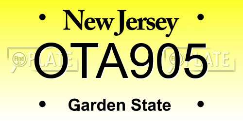 OTA905 New Jersey License Plate