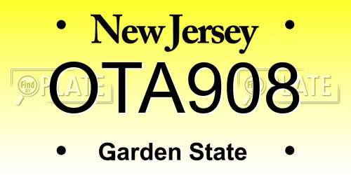 OTA908 New Jersey License Plate